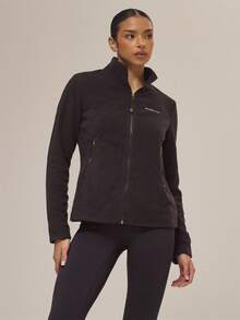 Musera Sport 运动高领拉链抓绒长袖外套，保暖舒适，适合冬季运动、健身房锻炼、跑步、休闲健身等场合。 - 黑色 - 查看 1