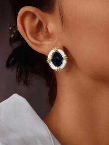 Glisma 18K Gold-Plated French Pearl Earrings, Luxurious High-End Elegant Drip Glaze Earrings For Women,Work,Casual,Shopping,Vintage,PREMIUM,Metallic/Texture,Western Jewelry,Old Money,Gemstone,Outfits,Fall/Autumn/Winter,For Mom/Women/Girl/Mother,Premium