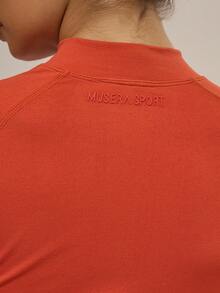 Musera Sport Stitched Seam Zip Up Detail Cropped Long Sleeve Sports Jacket Top, Padel, Tennis, Pickleball Gym Winter - Burnt Orange - View 6