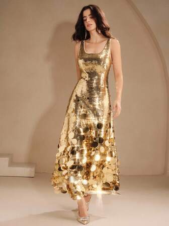 Anewsta Vestido con decoración de colgante con cuentas pesadas, nueva moda para mujer