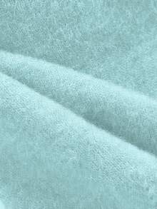 Elamini Suéter holgado de punto de unicolor con cuello en V y mangas farol para mujer