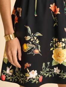 CAJUNI Women's Boho Tropical Floral & Plant Print V-Neck Camisole Dress - Black - View 7