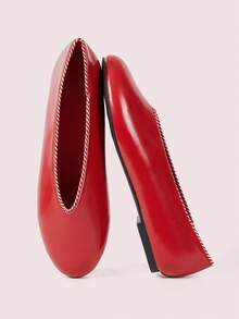 CUCCOO DOLLMOD Women's Red Fashionable Cute Sweet Flat Slip-On Loafers - Red - View 2