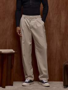Musero Straight Leg Tailored Pleat Trouser Pants Belt Loop Detail Summer Spring Vacation Holiday Smartwear - Black - View 2