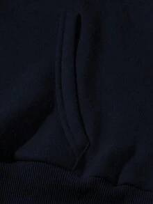 SHEIN 女士休闲字母图案落肩卫衣 - 藏蓝色 - 查看 3