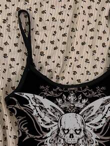 Attitoon Women's Casual Skull Pattern Sexy Camisole Tight Cami Top, Summer - White - View 4