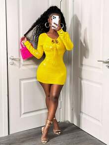 SHEIN BamGlam Women's Sequin Sexy Bodycon Backless Mini Party Dress