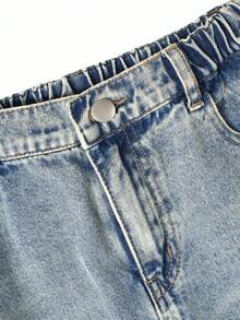 男童百搭休闲直筒修身水洗牛仔裤，适合日常穿着，秋冬街头风。 - 淺色水洗藍 - 查看 3