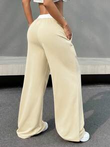 SHEIN EZwear 杏色 Anastasia 运动裤，适合毕业典礼、返校季、女教师穿着 - 杏色 - 查看 2