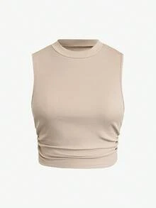 Calvaya Bộ 2 món quần ôm dáng màu nâu, cổ vuông, xếp ly, màu mơ cho nữ cỡ lớn - Nhiều màu - Xem 5