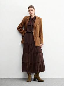 CUCCOO BIZCHIC 女士时尚弹力踝靴，方头粗跟设计，仿麂皮女式弹力踝靴，后拉链简约设计，百搭，可搭配裙子、牛仔裤、外套，适合秋冬装、时装秀、通勤，时尚女士踝靴 - 橄欖綠 - 查看 10