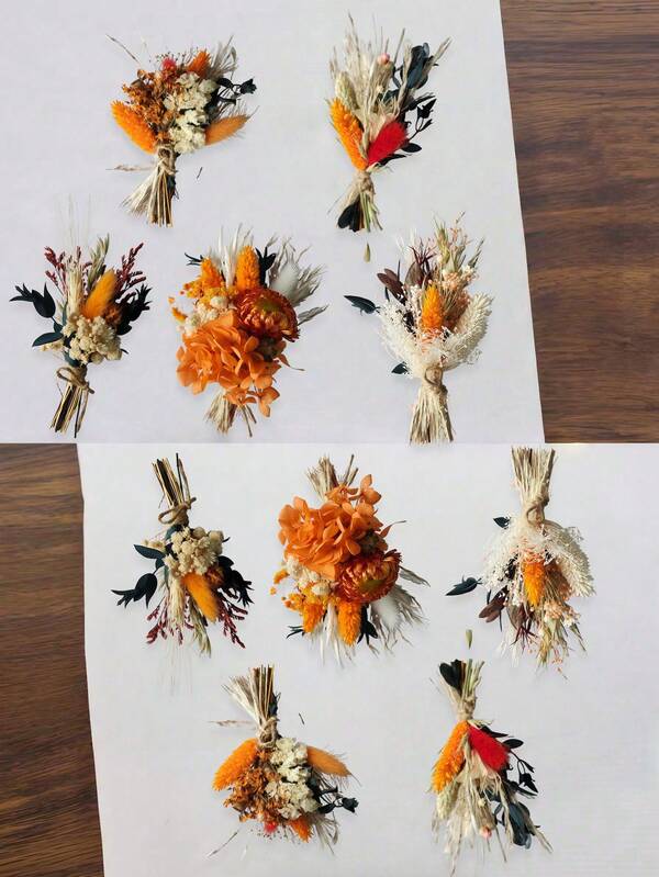 SHEIN 1/2/6/12 Pcs Mini Dried Flower Bouquet, Decoration, Bridesmaid Proposal Flower Girl Gift Box,Boho Wedding Table Centerpieces,Small Dry Pampas Grass For Vase Decor, Tiny Dried Flowers For Birthday Cake Decor Gifts Graduation,Fall Decor,Autumn