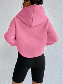 Flirla Sudadera con capucha de unicolor casual, adecuada para otoño/invierno
