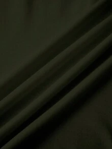 Manfinity Homme Modern Casual Men Dark Green Long Sleeve Tee With Letter Graphic, Round Neck Regular Length High-Low Design Casual Tee For Men, Olive Long Sleeve T-Shirt , Fall - Dark Green - View 3