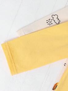 Cozy Pixies Conjunto de 2 piezas de pelele de manga larga con cuello redondo suave y estampado de animales de dibujos animados para bebé recién nacida - Amarillo - Ver 6