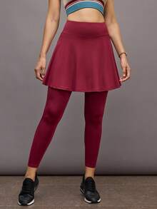 Activina Women's Solid Color High Waist 2 In 1 Pockets Splicing Sports Leggings