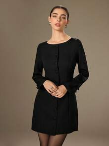 NOVVYNE 女式时尚休闲性感优雅黑色西装迷你连衣裙