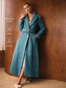 MOTF PREMIUM WOOL BELTED OVERCOAT - Teal Blue - View 2