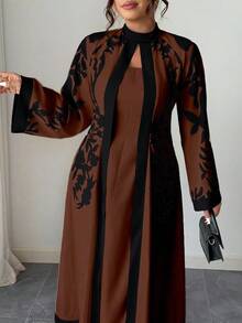 Elenzga Váy suông cổ loe tay loe in họa tiết thanh lịch dành cho nữ cỡ lớn, dáng ôm vừa vặn (Woe Is Me Vibes) (Wednesday Aesthetic) - Nhiều màu - Xem 5