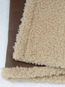 Aveloria Affinna Khaki Long Classic Lapel Faux Lamb Wool & PU Leather Cinched Waist Waist Elegant Casual Mixed Style Women Faux Fur Coat - Multicolor - View 7