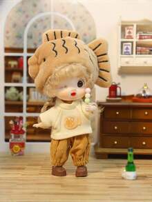 POKOJA LAND 1个鲷鱼烧红棕色娃娃，关节可动，动漫人物收藏玩具，可爱可摆造型角色，适合展示和送礼（非毛绒填充） - 彩色 - 查看 5