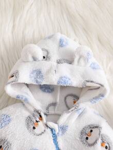 Cozy Pixies 新生男宝宝卡通熊耳连帽长袖抓绒连体衣秋冬款 - 彩色 - 查看 6