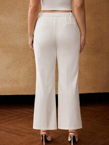 MOTF PREMIUM PLUS SIZE WOMEN CASUAL COMMUTE DAILY CHIC FLARE LEG SUIT PANTS - White - View 3