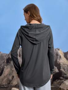 In My Nature 女士户外运动衫，双口袋，高弹亲肤，秋冬 - 灰色 - 查看 5