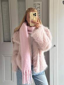 CovetEZ 女士厚实保暖仿皮草大衣，秋冬休闲装 - 淺粉色 - 查看 1