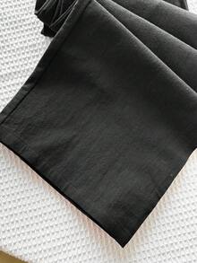 SHEIN Tween Girls' Casual Comfortable Mid-Rise Straight Leg Pants, Versatile Fall Winter - Black - View 5