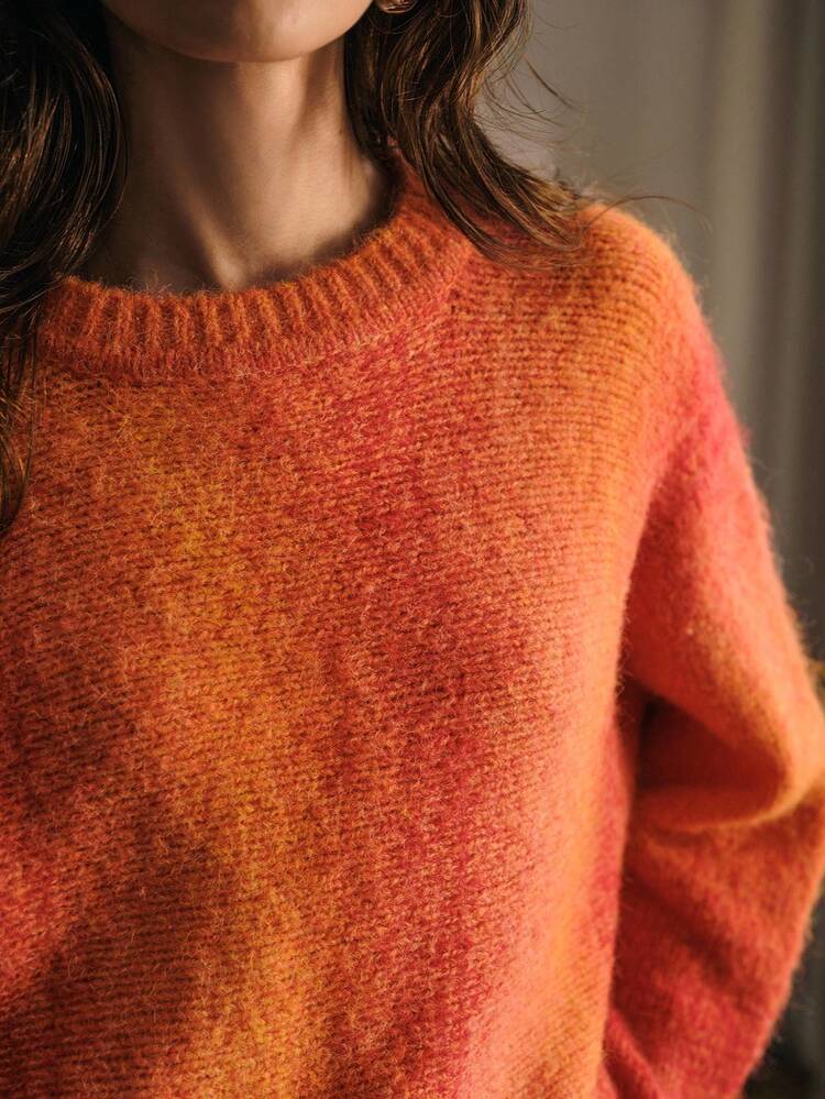 ELEGANT OVERSIZED OMBRE CREW NECK SWEATER, AUTUMN/WINTER