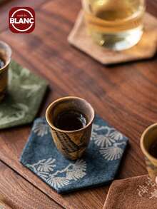 Madebyblanc 1件新中式禅意手工布艺茶杯杯垫干茶盘杯垫茶道功夫茶具配件六角杯垫 - 彩色 - 查看 2
