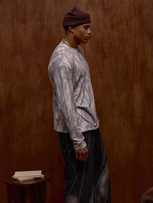 Musero Herren Langarm Rundhals T-Shirt mit durchgehendem Baum-Muster, Herbst/Winter Kleidung