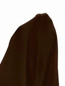 Franclia 时尚法式优雅侧收不对称领金属拉链白色女士长袖 T 恤，春秋 - 咖啡棕 - 查看 7