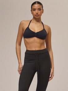 Musera Sport Set da 3 reggiseni sportivi casual con collo alto e arricciature, colori misti, adatti per attività fisica, palestra, autunno, ritorno a scuola