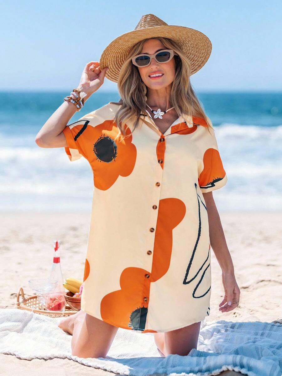 Sylviya 女士花卉襯衫寬鬆度假裝 - 彩色 - 查看 1