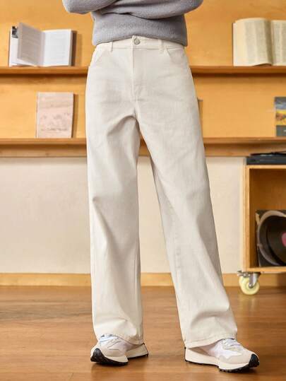 Open Phase STONE DISTRICT 1pc Men's Casual Straight Leg Jeans, High-Quality Streetwear Style, Comfortable For Outings (Belt And Accessories Not Included), Denim Jeans, Denim, For Fall, Winter