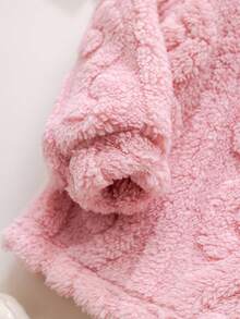 SHEIN 女婴可爱毛绒卡通图案保暖连帽衫套装，秋冬季