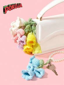 POKOJA LAND 1PC  Lily Of The Valley Keychain 4 Flowers Pearl Chain Crochet Bag Charm Korean Style Ins Aesthetic Cute Handmade Gift Spring Summer Accessory Unique - Multicolor - View 1