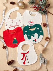 Cozy Pixies 3 piezas de baberos de Navidad para bebé (3 piezas enviadas por la máquina)