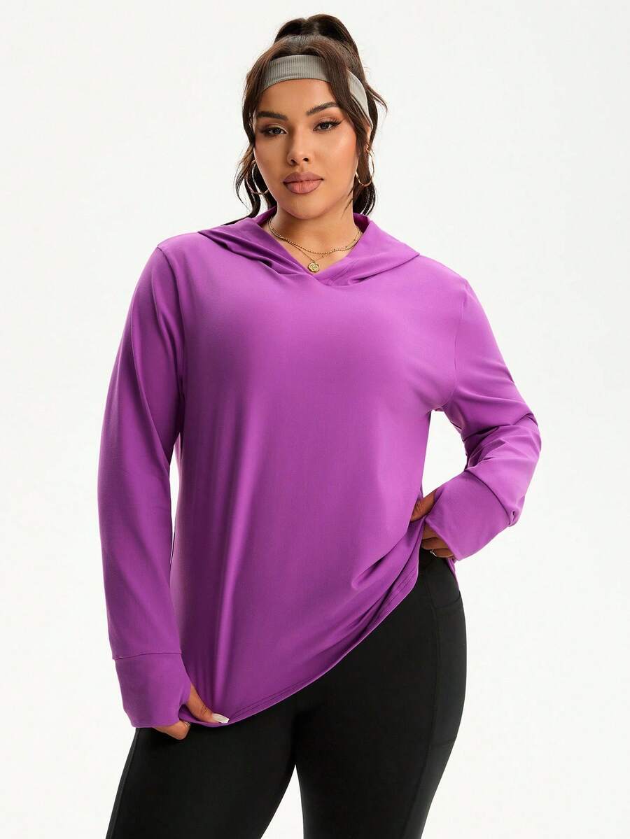Rhythm Era 大码女式新款百搭户外跑步健身瑜伽运动衫 - 紫色 - 查看 1