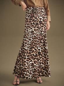 Ontre Jesień/zima 2025, Nowość w modzie casualowej, Brąz kawowy, Modny wzór w panterkę, Miękki i wygodny aksamit, Dopasowany prosty krój, Damska spódnica elastyczna, Biznesowy casual, Dojazdy do pracy, Odzież codzienna, Jesień/zima - Wielokolorowe - Zobacz 4