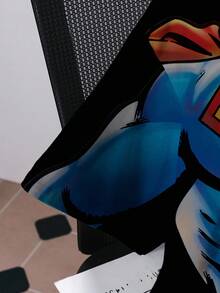 SUPERMAN X SHEIN 男士休闲人体印花圆领短袖T恤，夏季 - 白色 - 查看 4