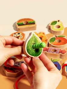 Zazumi Hungry Caterpillar String Threading Toy Educational Montessori Fine Motor Skills Toys For Toddlers Kids Travel Activities Learning Developmental Toys Party Favors Preschool Classroom - Multicolor - View 4