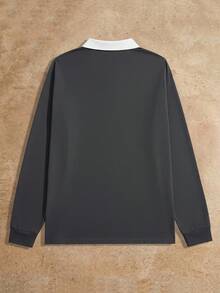 Manfinity VCAY Herren Gestricktes Langarm Poloshirt mit Aufdruck, für den Herbst