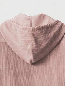 ROMWE MEN Men's Casual Front Button Drawstring Hooded Long Sleeve Shirt, Autumn - Pink - View 3