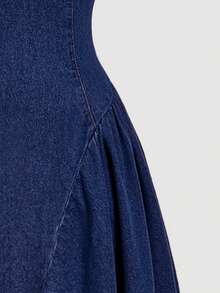 SHEIN MOD Women's Casual Waist Cinched Backless Sleeveless Denim Dress, Summer