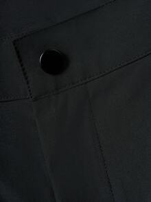 Manfinity Roghcode 男士时尚百搭纯色高腰阔腿裤，秋季 - 黑色 - 查看 5