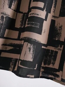 Rusticease 大码女式秋季几何印花圆领短袖休闲连衣裙，夏季、度假、节日服装，波西米亚风 - 黑色 - 查看 4