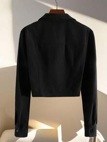 Franclia Casual Versatile Solid Color Ruched Cropped Shirt